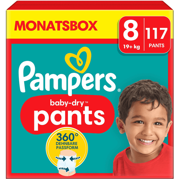 Pampers Baby-Dry Pants, Gr. 8 Extra Large, 19kg+, Monatsbox (1 x 117 Pants)