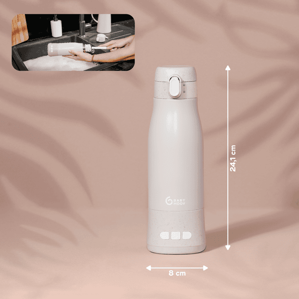 babymoov Flaschenwärmer Moov & Feed Mineral für unterwegs in Beige plus GRATIS Milchpulver-Portionierer Artic blue Sonderangebot