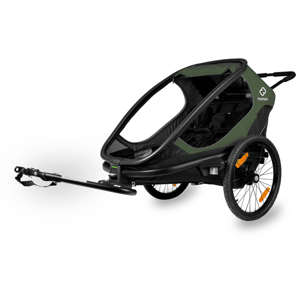 hamax Kinderfahrradanhänger Outback mit Rückenlehnenverstellung Green Black Super Sparpreis