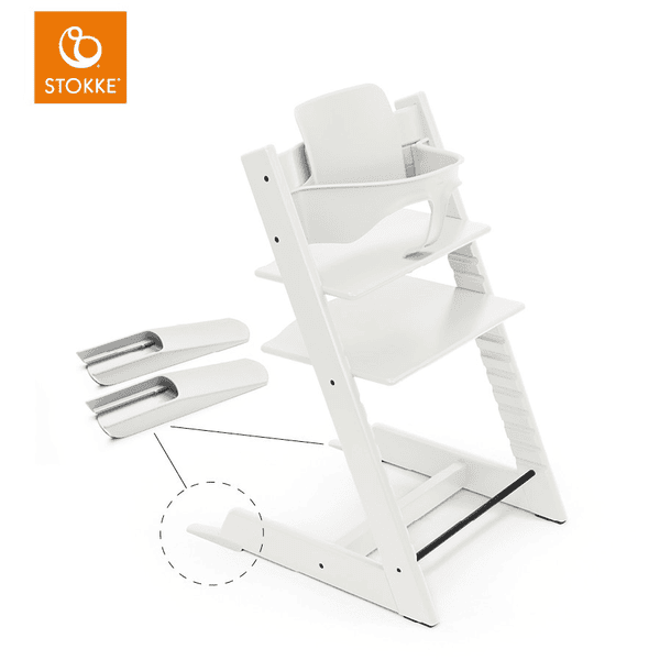 STOKKE® Tripp Trapp® Hochstuhl Buche weiß inkl. Baby Set V2 weiß