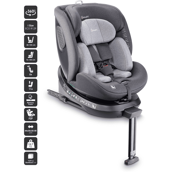 babyGO Kindersitz Move 360 Grey Letzte 2 Tage