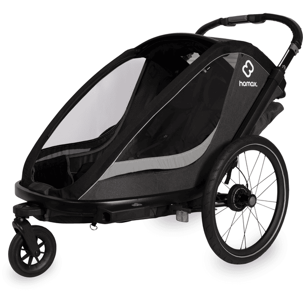 hamax Kinderfahrradanhänger Cocoon Zweisitzer grey/black zollfrei