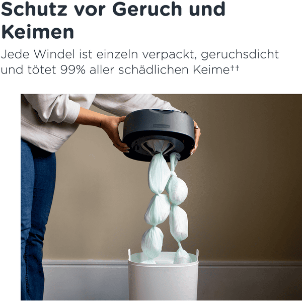 Tommee Tippee Twist & Click Advanced Windeleimer, inkl. 6 Kassetten mit nachhaltig gewonnenem, antibakteriellem Greenfilm in weiß Bis zu 60% Rabatt