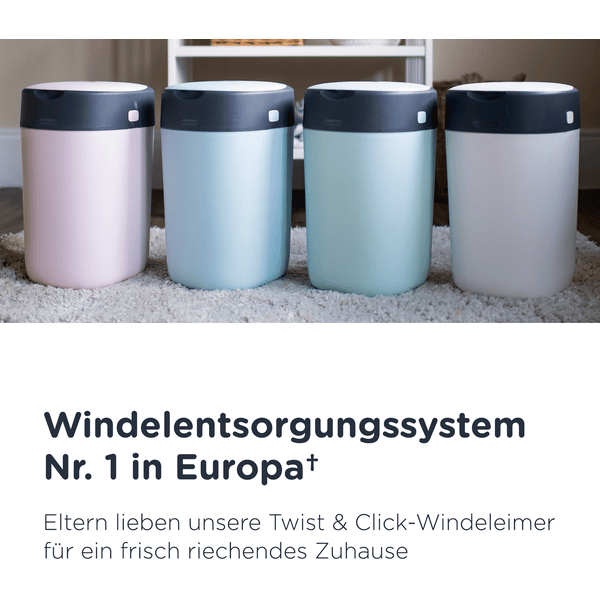 Tommee Tippee Twist & Click Advanced Windeleimer, inkl. 6 Kassetten mit nachhaltig gewonnenem, antibakteriellem Greenfilm in weiß Bis zu 60% Rabatt