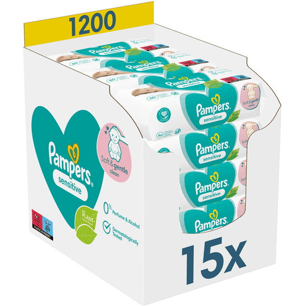 Pampers Feuchttücher Sensitive 1200 Tücher (15 x 80 Stk) Vierteljährliche Förderung