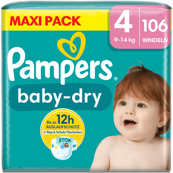 Pampers Baby-Dry Windeln, Gr. 4, 9-14 kg, Maxi Pack (1 x 106 Windeln) Nur noch ein Tag übrig