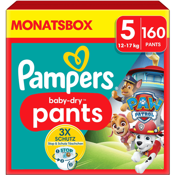 Pampers Baby-Dry Pants Paw Patrol, Gr. 5 Junior 12-17kg, Monatsbox (1 x 160 Pants)