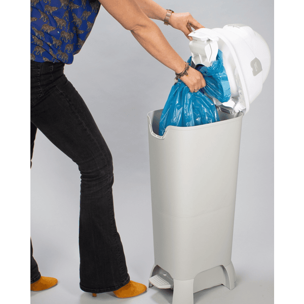 Diaper Champ Windeleimer ONE Maxi Handsfree, silber/weiß Outlet