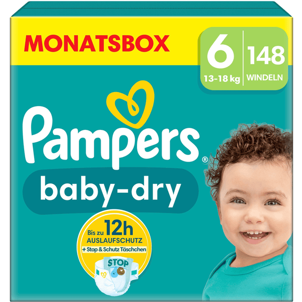 Pampers Baby-Dry Windeln, Gr. 6, 13-18 kg, Monatsbox (1 x 148 Windeln)