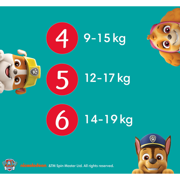 Pampers Baby-Dry Pants Paw Patrol, Gr. 4 Maxi, 9-15kg, Monatsbox (1 x 180 Windeln) Letzter Tag