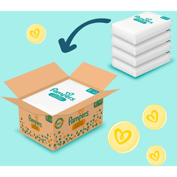 Pampers Windelset Premium Protection, New Baby Gr. 2 Mini, 4-8kg, Monatsbox (1x 240 Windeln) und Gr. 3 Midi, 6-10kg, Monatsbox (1x 204 Windeln) im Angebot