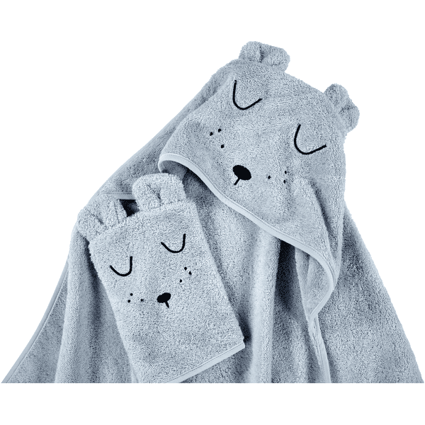 Alvi® Frottier-Set Kaputzenbadetuch & Waschhandschuh hellblau Meist gekauft
