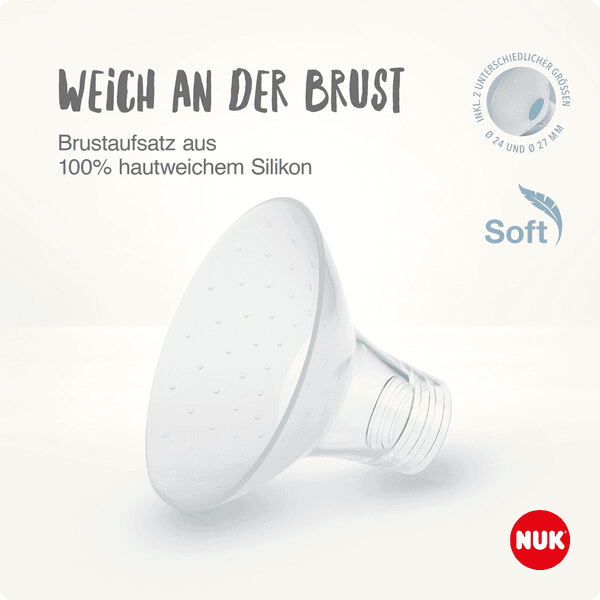 NUK elektrische Doppelmilchpumpe Soft & Easy mit Akku und weicgen Brustaufsätzen inkl. Babyflasche Perfect Match 150ml Preisnachlass