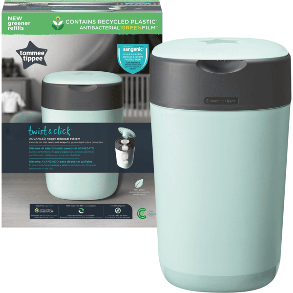 Tommee Tippee Windeleimer Twist & Click Advanced inkl. einer Kassette mit nachhaltig gewonnenem, antibakteriellem Greenfilm in grün Black Friday