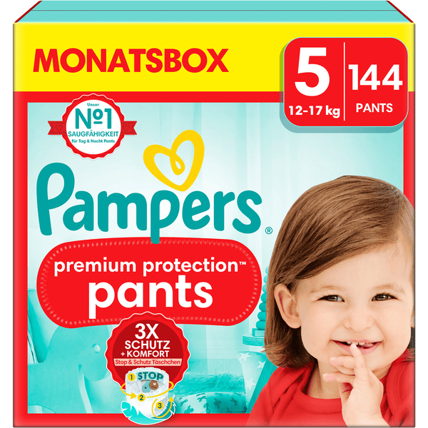 Pampers Premium Protection Pants, Gr. 5, 12-17kg, Monatsbox (1x 144 Windeln)