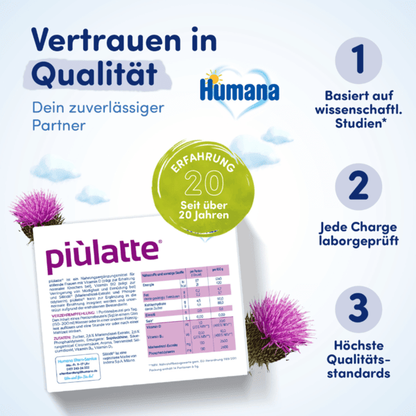 Humana Nahrungsergänzungsmittel piùlatte für die Stillzeit 14 Beutel Sonderangebot