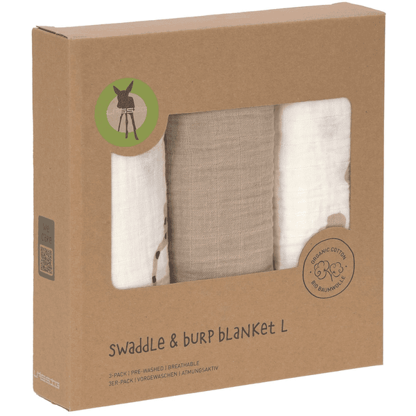 LÄSSIG Mulltücher L 3er Pack Little Mateys Royal blau 85 x 85 cm Letzter Tag