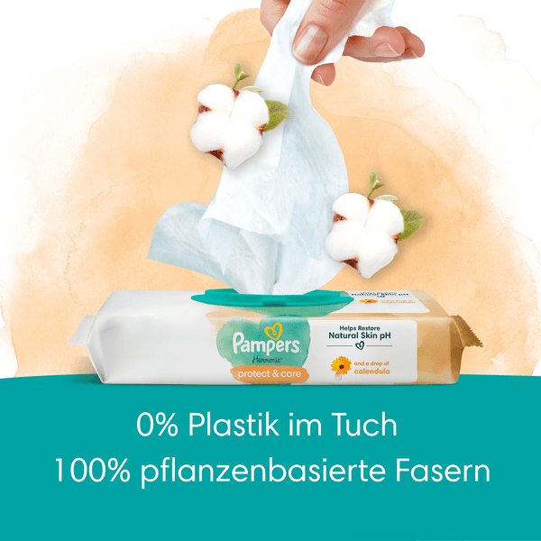 Pampers Feuchttücher-Set Harmonie Protect & Care Calendula, 396 Tücher (9 x 44 Stk) und Harmonie Aqua 1.152 Tücher (24 x 48 Stk) Günstiger Verkauf