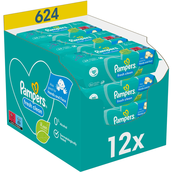 Pampers Feuchttücher Fresh Clean 624 Tücher (12 x 52 Stk) Rabatt