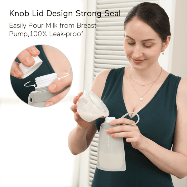 momcozy Muttermilchbeutel aus Silikon, 2 Stück lila / grau Begrenztes Angebot