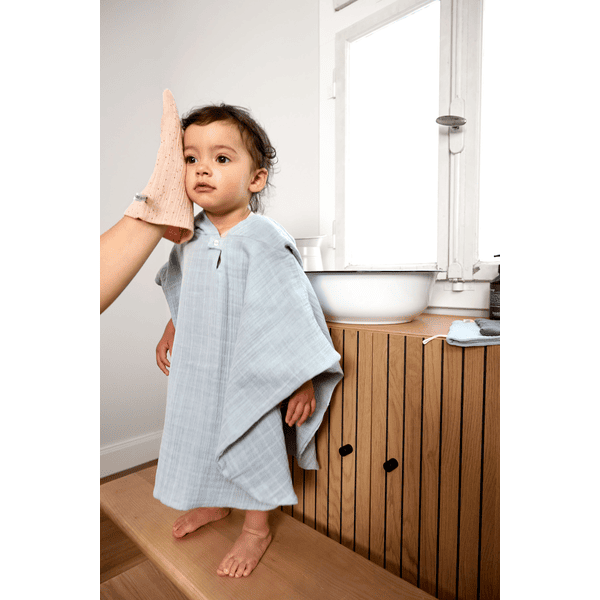 LÄSSIG Kinder Badeponcho Muslin hellblau Kostenlose Rückgabe