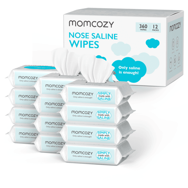 momcozy Tücher mit Kochsalzlösung für die Nase, 360 Tücher (12 x 30 Stk)