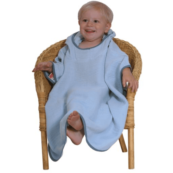 WÖRNER Bade-Poncho Musselin Uni stahl-dunkelblau 60x75 cm Fabrikverkauf