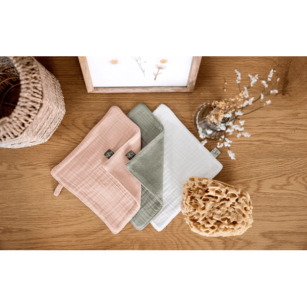LÄSSIG Mullwaschlappen 3er Set milky powder pink olive Clearance-Verkauf