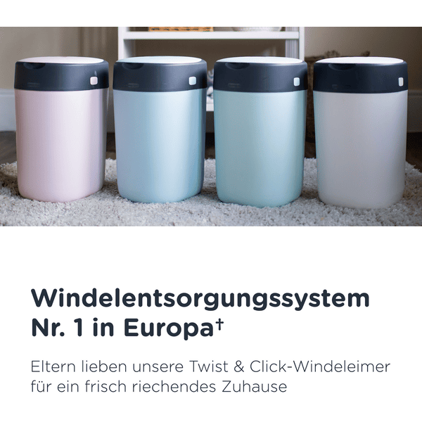 Tommee Tippee Twist & Click Advanced Windeleimer, inkl. einer Kassette mit nachhaltig gewonnenem, antibakteriellem Greenfilm in rosa zollfrei