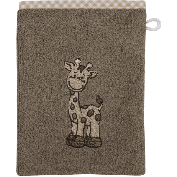 WÖRNER SÜDFROTTIER Set Kapuzenbadetuch und Waschhandschuh Giraffe hellbraun 80 x 80 cm Sonderangebot
