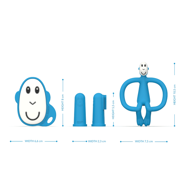MATCHSTICK MONKEY™ Beißring Starter Set Affe blau Heißer Verkauf