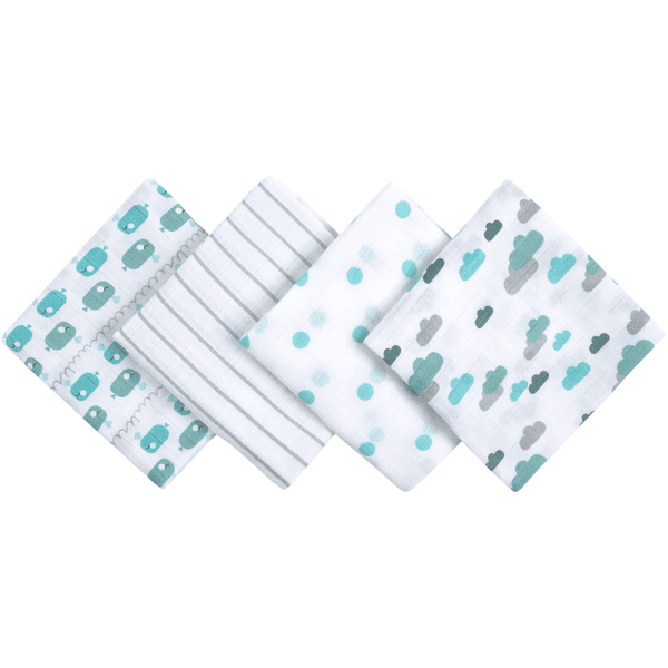 emma & noah Mullwindeln 4er Set Wal Blau 70 x 70 cm Letzter Tag