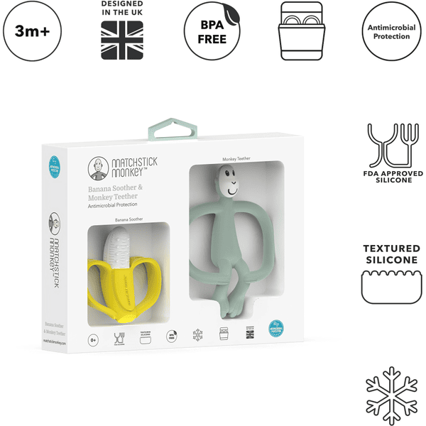 MATCHSTICK MONKEY™ Beißringe Geschenkset Banane & Affe Vierteljährliche Förderung