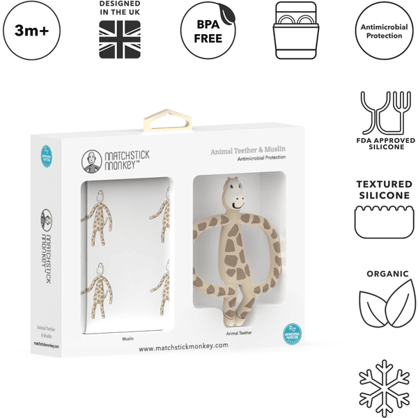 MATCHSTICK MONKEY™ Geschenkset Tier-Beißring Gigi Graffe & Musselin-Tuch Bis zu 55% Rabatt
