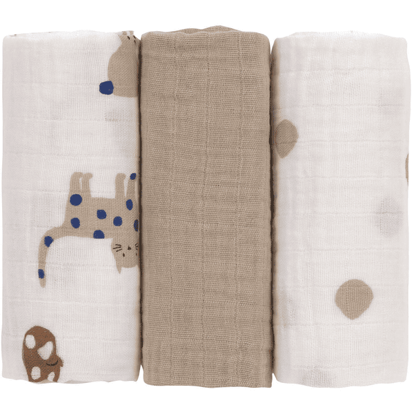 LÄSSIG Mulltücher M 3er Pack Little Mateys Royal blau 60 x 60 cm Limitierter Zeitrabatt